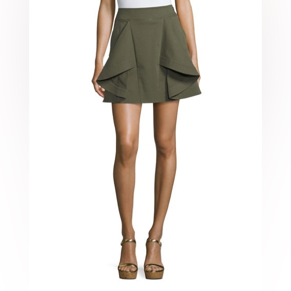 NWT Tanya Taylor Tomi Flared Cotton Twill Mini Skirt - Picture 1 of 8